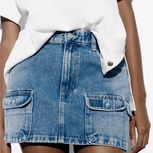 Zara Denim Cargo Skirt